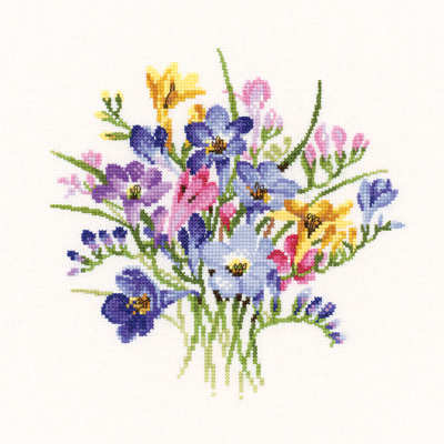 Freesia Posy - Valerie Pfeiffer Floral Cross Stitch