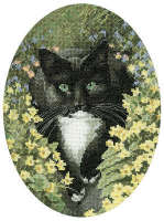 Black and White Cat Cross Stitch  - John Stubbs 