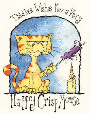 Happy Crisp Mouse - Peter Underhill Tiddles Cross Stitch