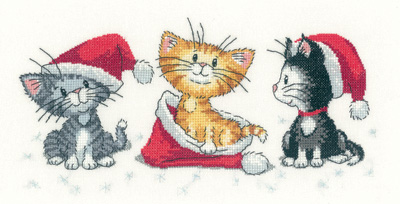 Christmas Kittens Cross Stitch  (Aida)