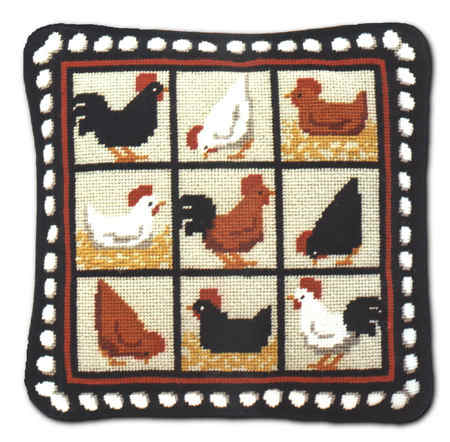 Black Hens Tapestry Kit (Plain Canvas)