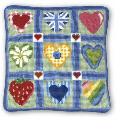 Patch Hearts Tapestry Kit (Plain Canvas)