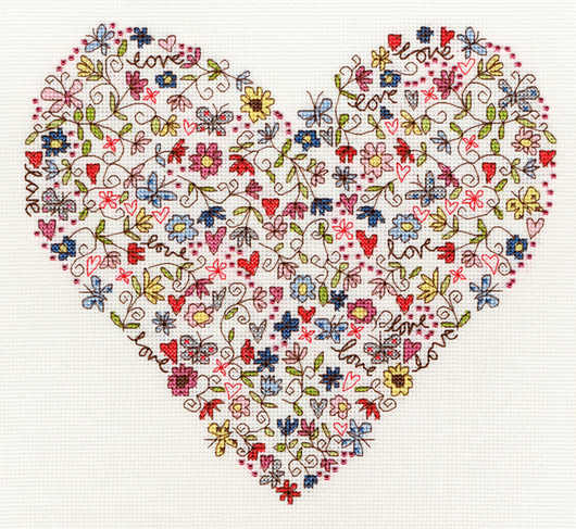 Love Heart Cross Stitch - Bothy Threads